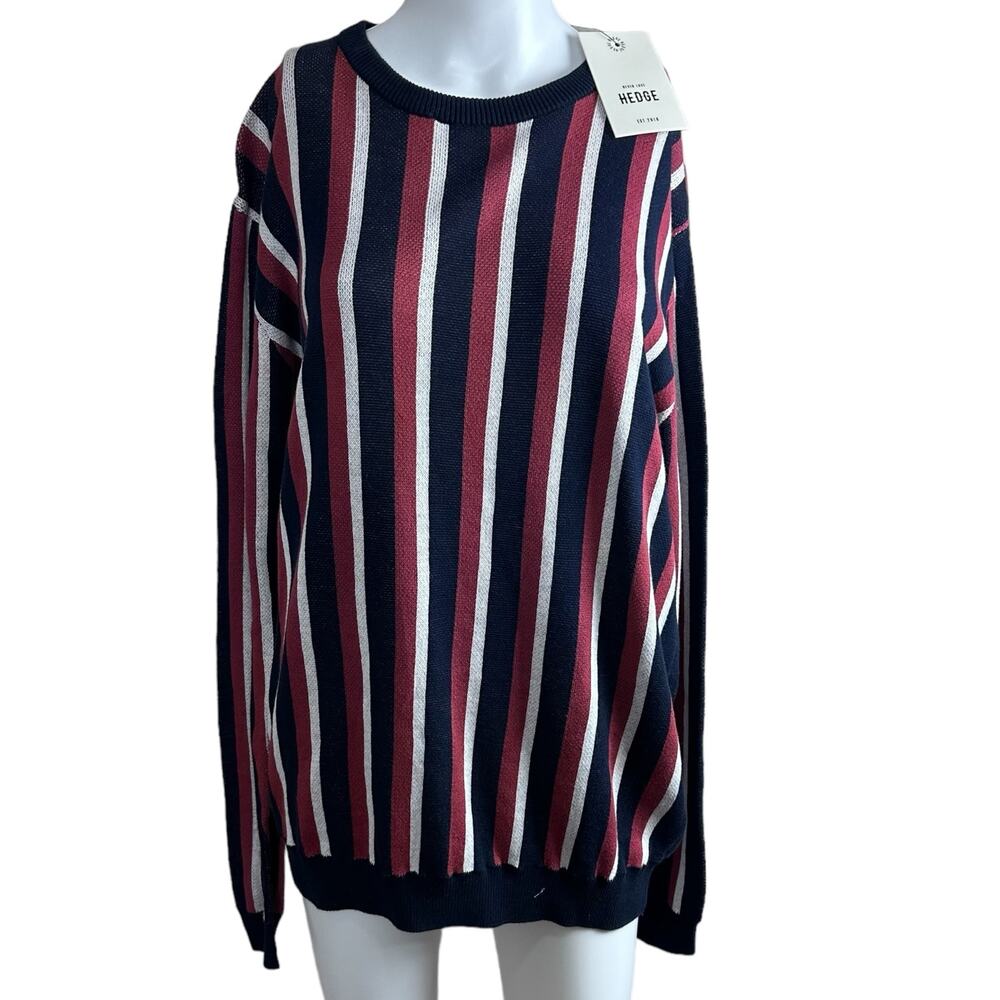 Never Lose Hedge Large 100% Cotton Striped Pullover Sweater